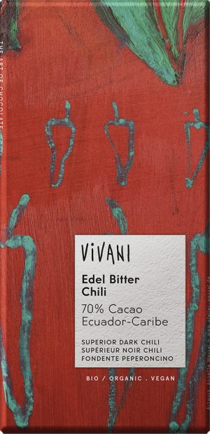 Bio hořká čokoláda 70% s chilli VIVANI 100 g