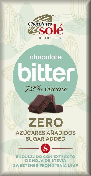 Hořká čokoláda 72% se stévií bez cukru SOLÉ 100 g