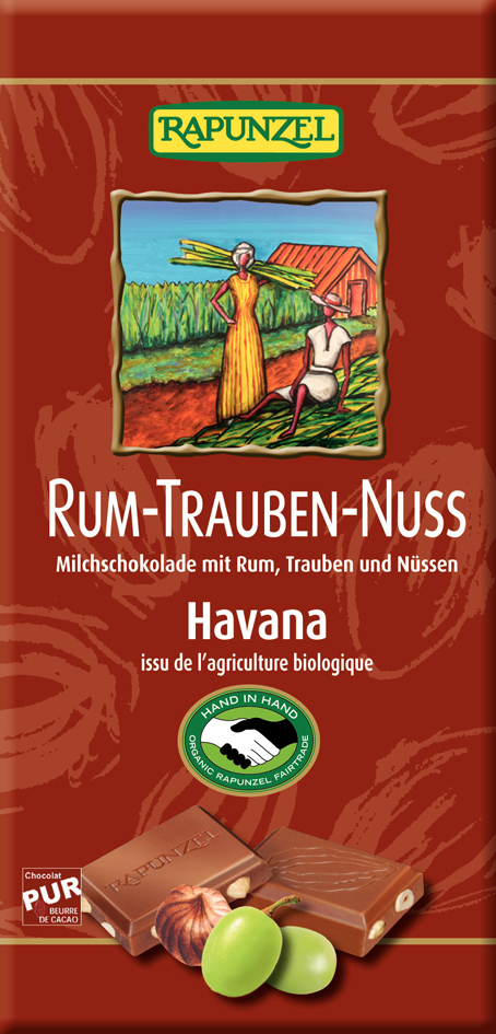 Bio čokoláda RUM-VÍNO-OŘECHY RAPUNZEL 100 g